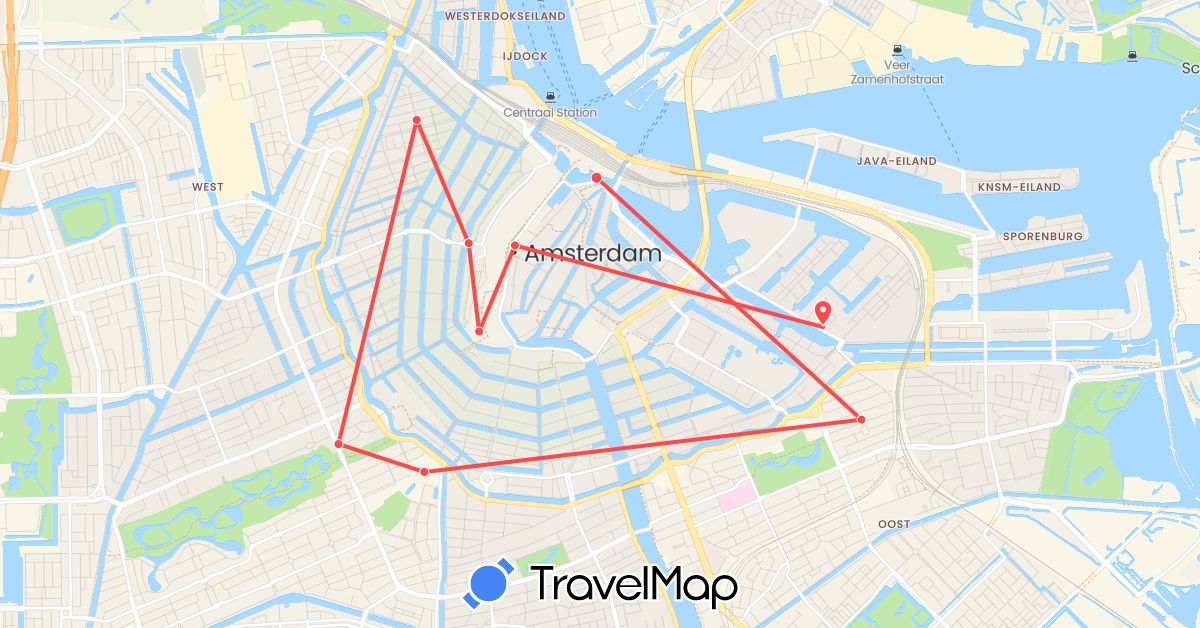 TravelMap itinerary: hiking in Netherlands (Europe)
